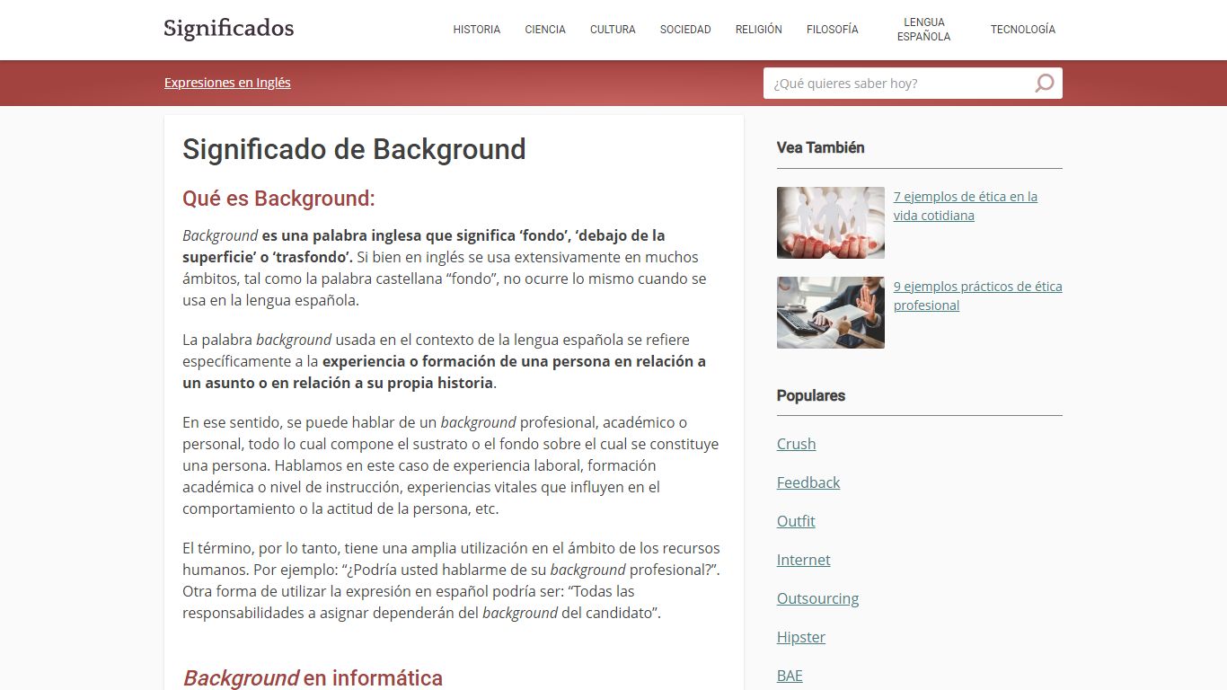 Significado de Background (Qué es, Concepto y Definición) - Significados