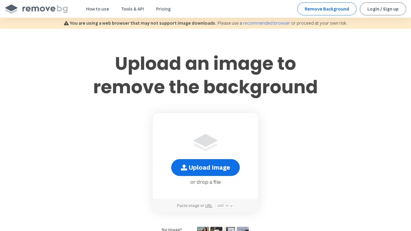 Upload Image – remove.bg